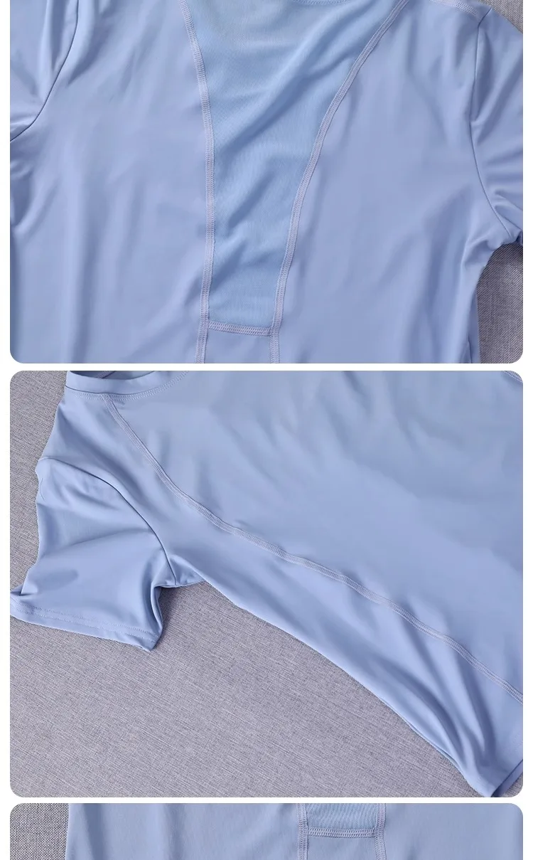 Atmungsaktives Mesh-Sport-T-Shirt für Damen, locker sitzendes, schnell trocknendes Yoga-Workout-Top, leichtes Sport-T-Shirt – Detail 2
