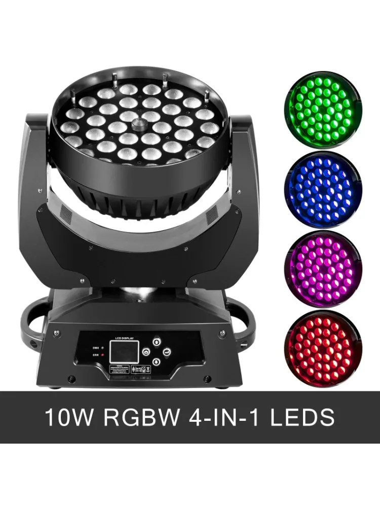 36 X 10w Rgbw (4in1) Led Zoom Moving Head 360w Wash Stage Light Dmx 13ch