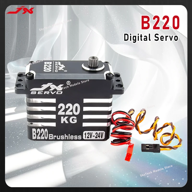 JX Servo B220 Digitalservo – 215 kg Drehmoment, bürstenlos, 12 V–24 V HV, CNC-Metallgetriebe, 180 ° , für RC-Autos, Robotik und Industriearme