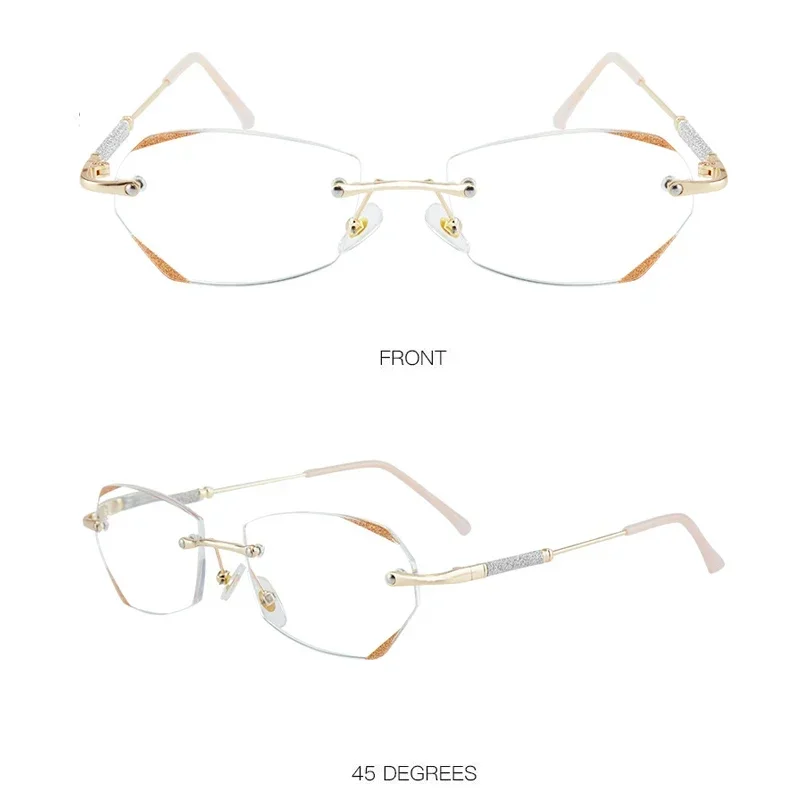 Luxuriöse Rahmenlose HD-Lesebrille mit Blaulichtfilter im Vintage-Stil, Ultraleicht und Hochwertig für Damen – Detail 14