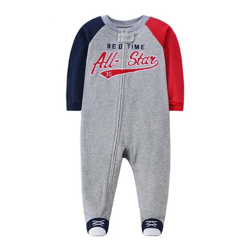 Footed Warm Baby Rompers 2023 Spring Fall Micro Polar Fleece Hot Baby Pajamas jumpsuits Infant baby boy girl sleepwear 0/3-12M