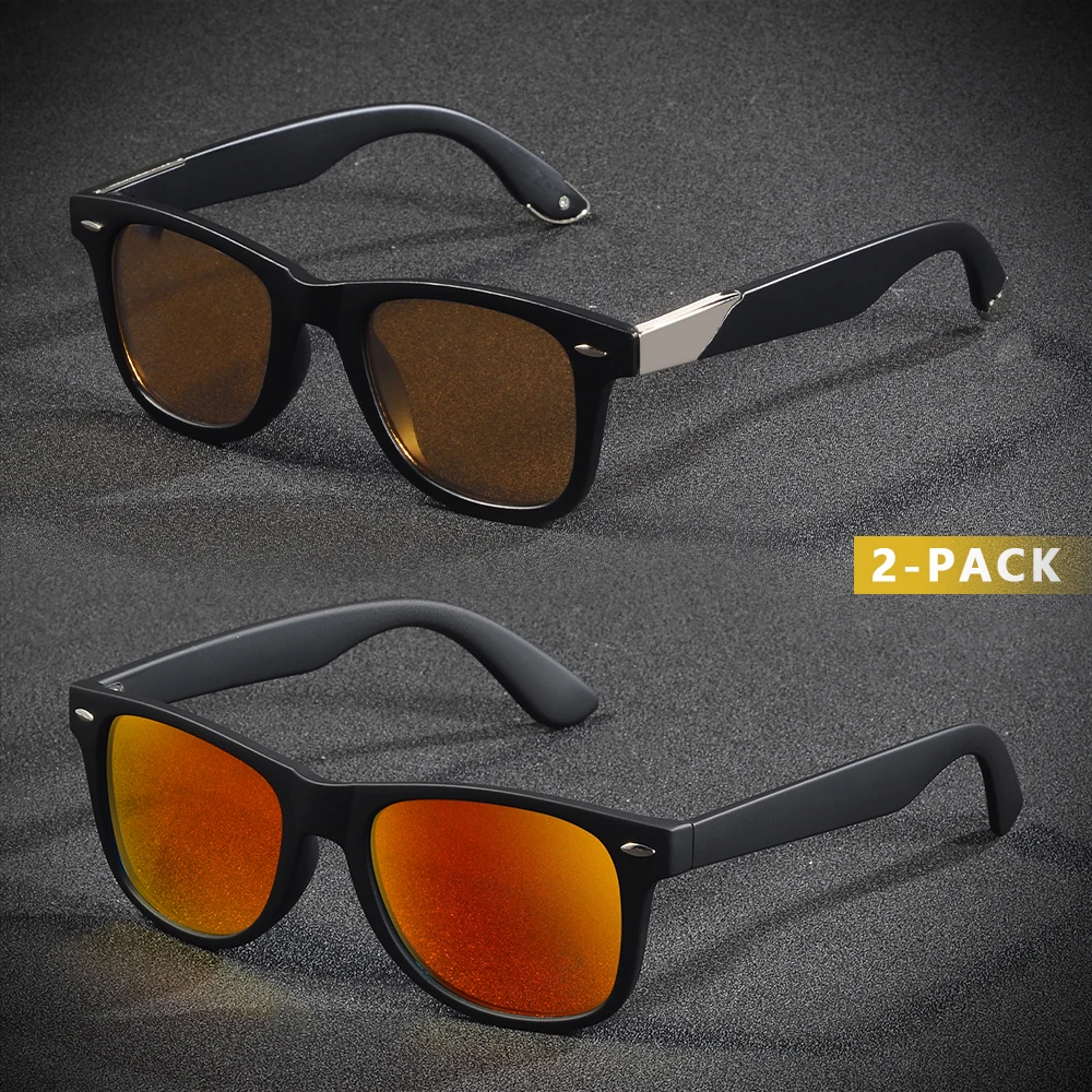CRIXALIS 2Pcs Klassische Retro Sonnenbrille Für Männer Und Frauen Fahren Angeln Marke Designer Spiegel Anti-reflektierende Schatten UV400