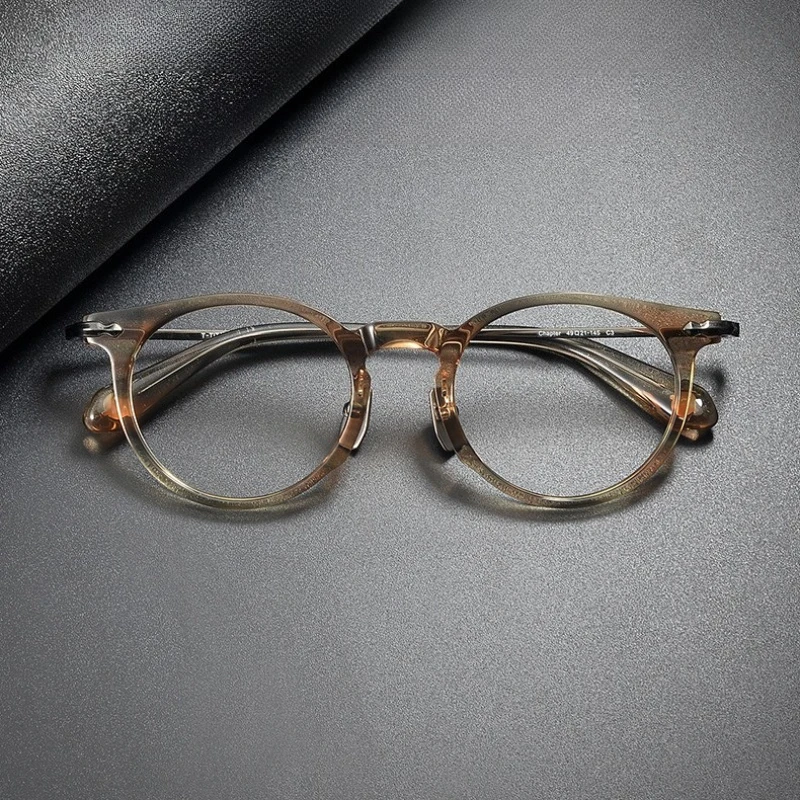 CLLOIO Durable Luxury Versatile Lightweight Prescription Glasses Blue Light Blocking Titanium Temple Progressive Myopia Eyewear