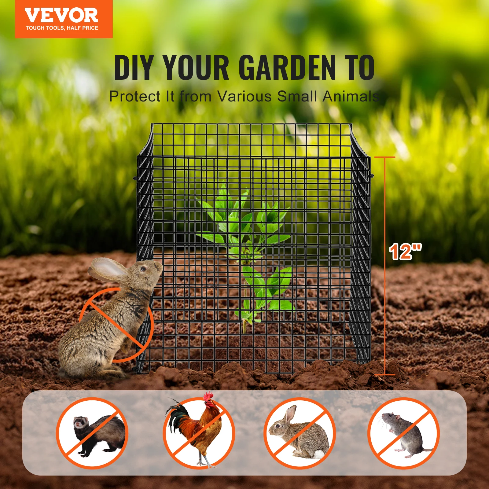 VEVOR 10 Pack Plant Protector from Animals Plant Protector Plant Cages Flowers & Vegetables Keeps Bunny Chicken Squirrels Out