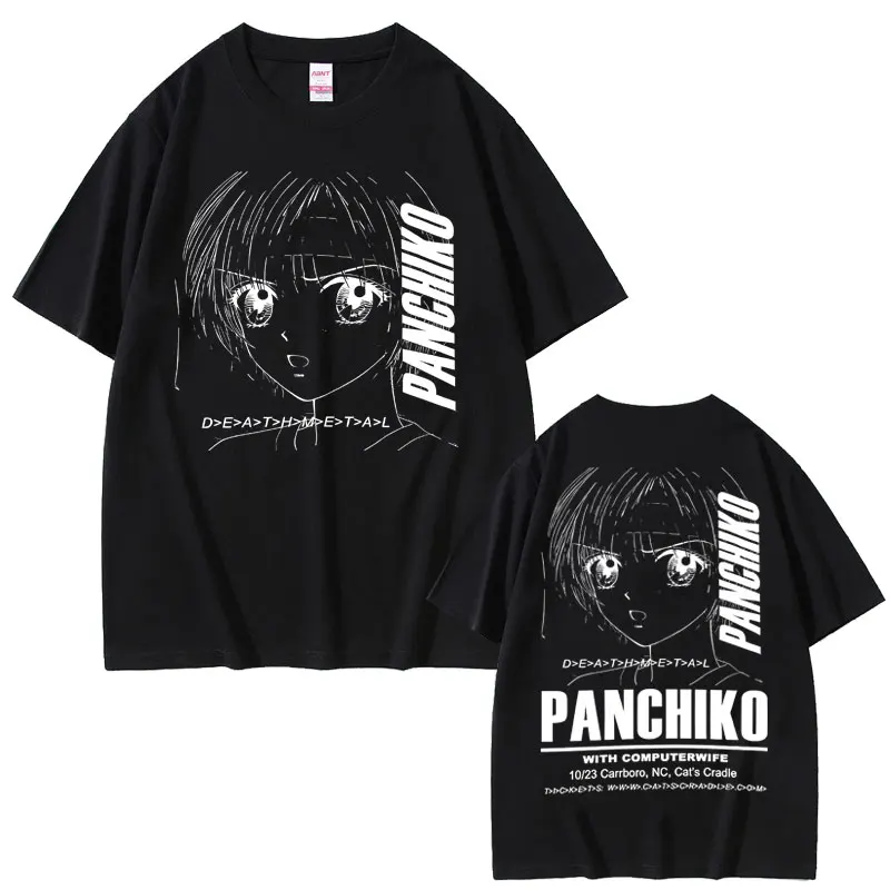 Lndie Rock Band Panchiko DEATHMETAL Album Double Sided Graphic T-shirt Men Fashion Vintage Tshirt Male Casual Oversized T Shirts