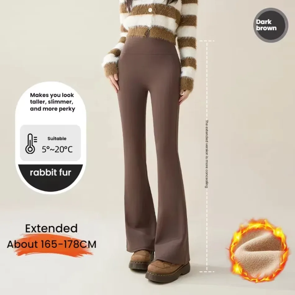 Winter-Leggings mit hoher Taille und ausgestelltem Bein für Damen, mit Fleece-Futter, Bauchkontrolle, Po-Lifting-Effekt, Yoga-Hose, dehnbare Freizeithose, Damenbekleidung – Detail 6
