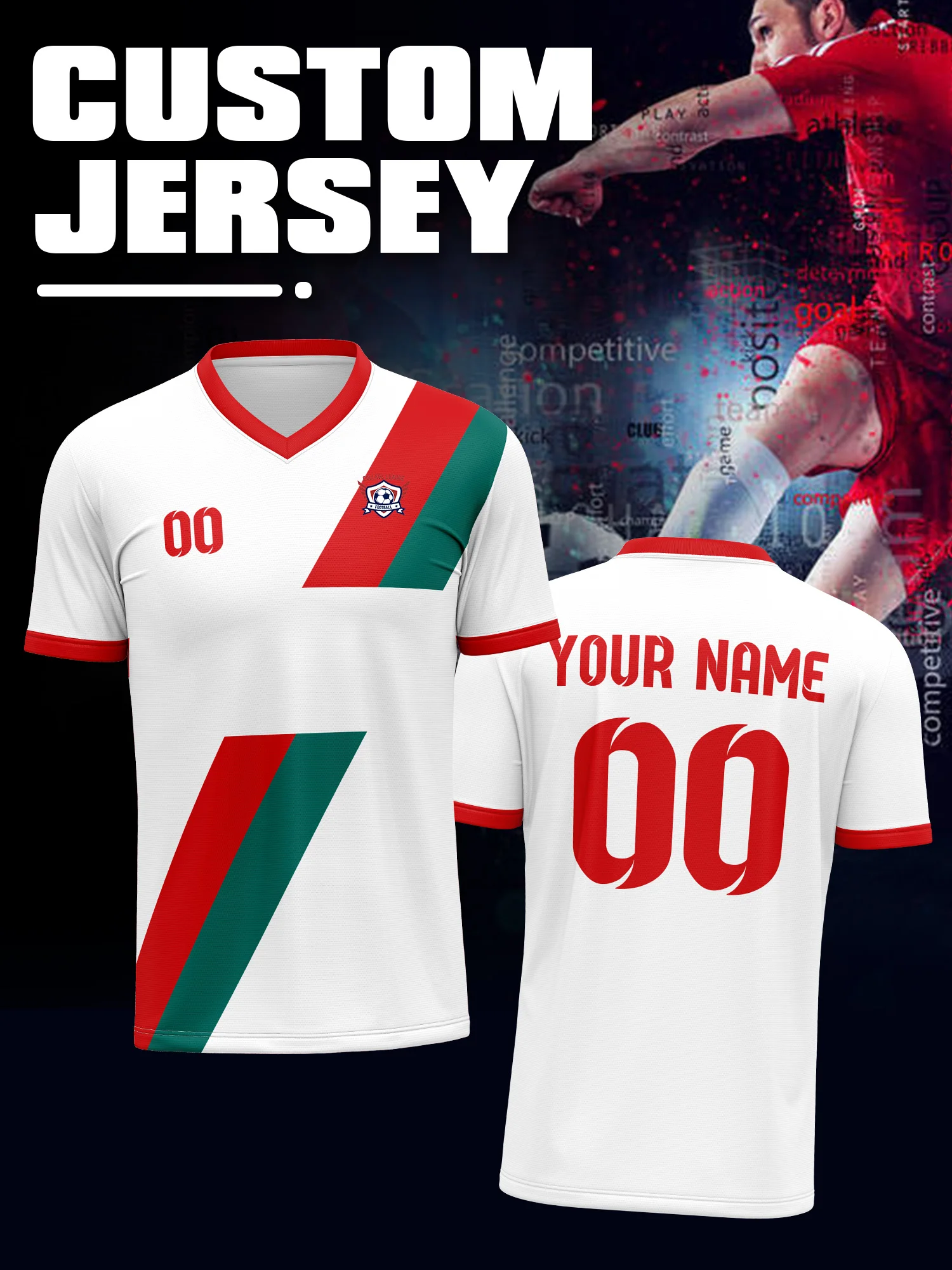 

2026 Children's Custom Name and Number Sports V-Neck Jersey, Running, Quick-Drying, Heat Sublimation Process, Casual Wear