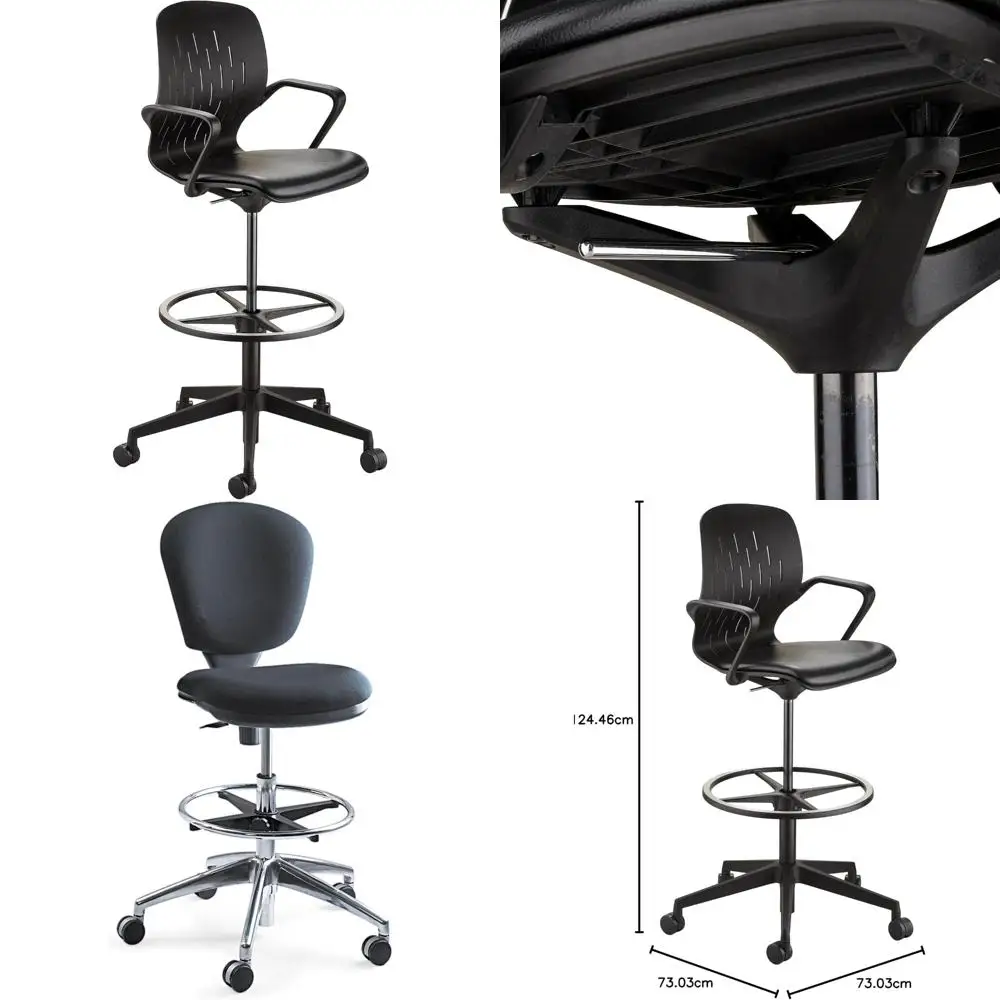 

Extended Height Swivel Ergonomic Office Chair, Pneumatic Adjustable, Black