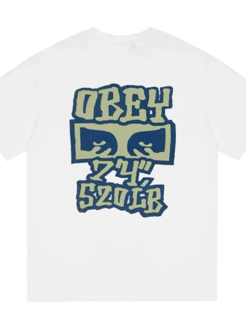 

Новая летняя мужская футболка OBEY в стиле ретро с круглым вырезом 2025 года — повседневная и свободная идеальная для хлопкового уличного ретро-топа.