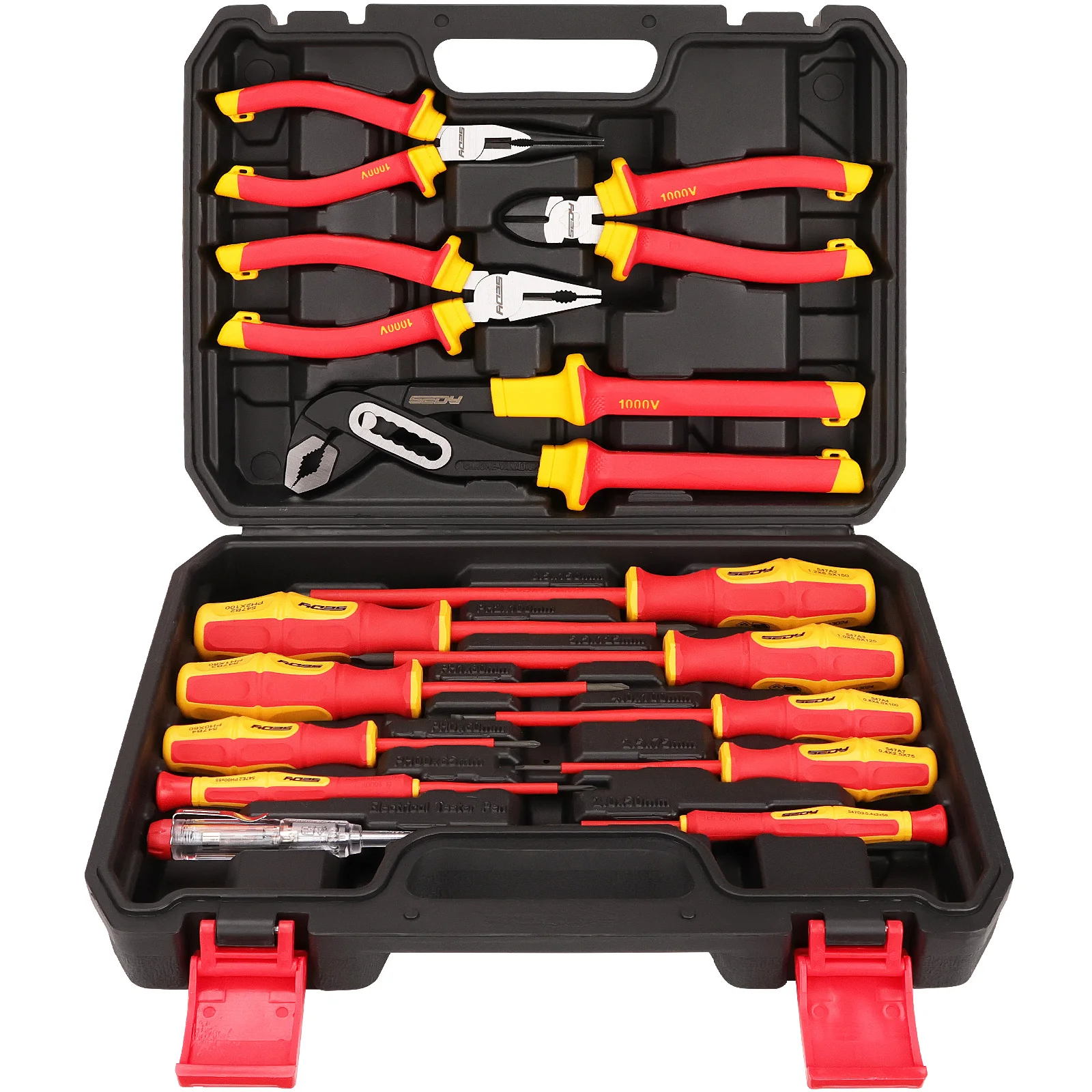 

SEDY 14PC Insulated Screwdriver & Pliers Set VDE Insulated Set 1000V Insulated Electrician Tool Set with Magnetic Phillips