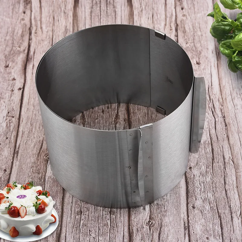

Stainless Steel Height 15CM Retractable Mousse Ring Circle Mold Rustproof Adjustable With Scale Cake Rings For Baking