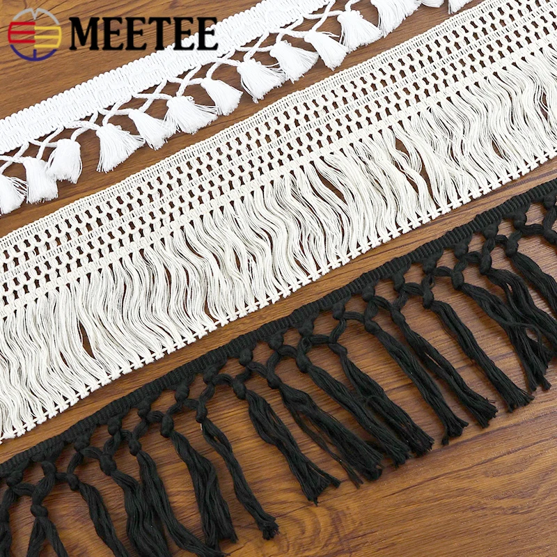 

2/4Meters 6-12cm Cotton Tassel Fringe for Sewing Curtain Bag Decoration Lace Trim Ribbon Tape DIY Hometextile Crafts Accessories