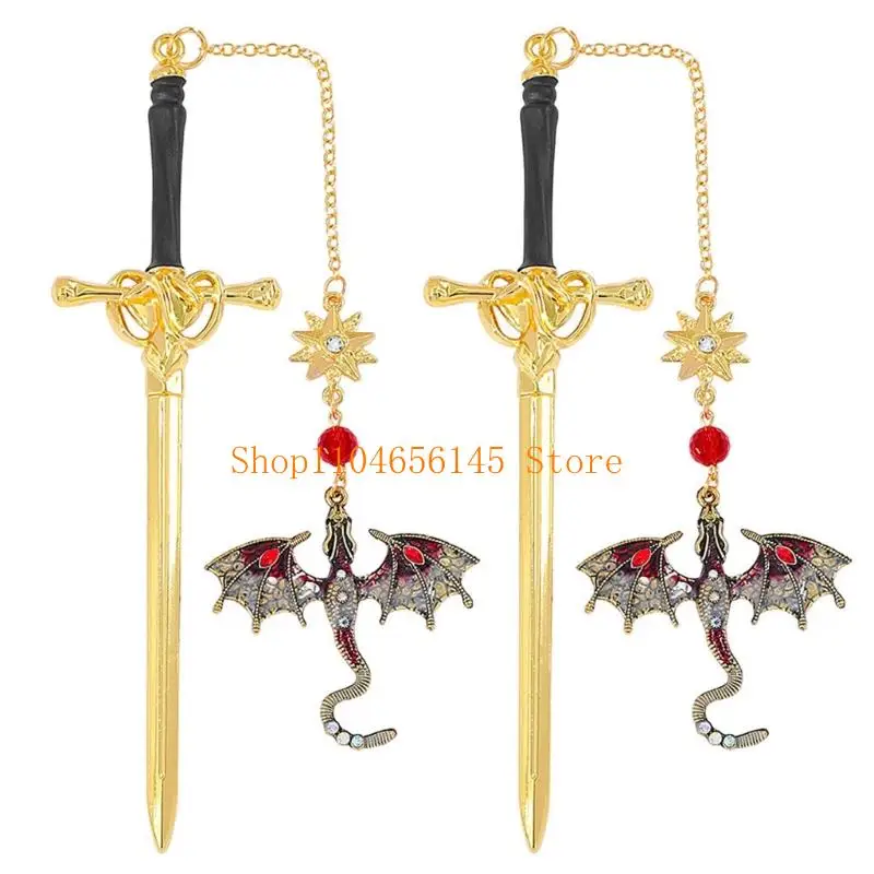 

5asd 2 шт. металлические закладки в виде мечей дракона металлические закладки креативный маркер страницы