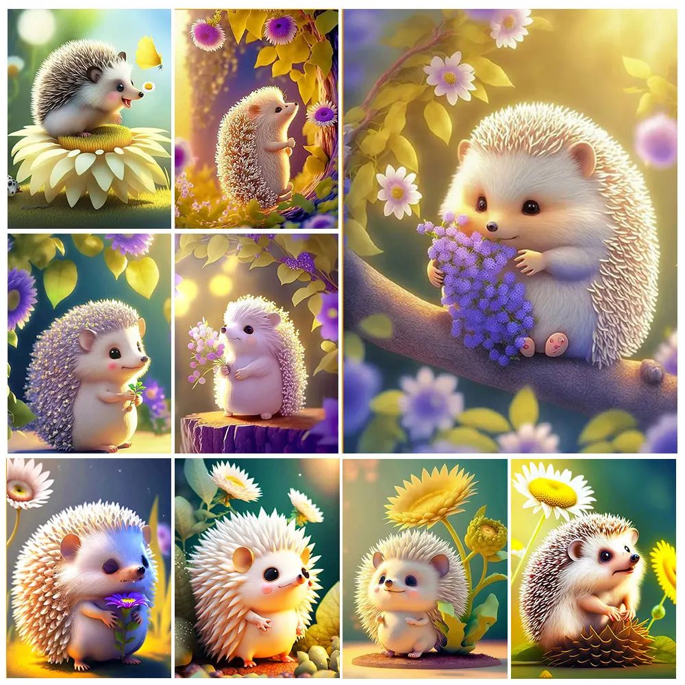 FIYO 5D DIY Diamond Painting New 2023 Hedgehog Animal Cross Stitch Embroidery Flower Diy Kit For Children's Room Decor