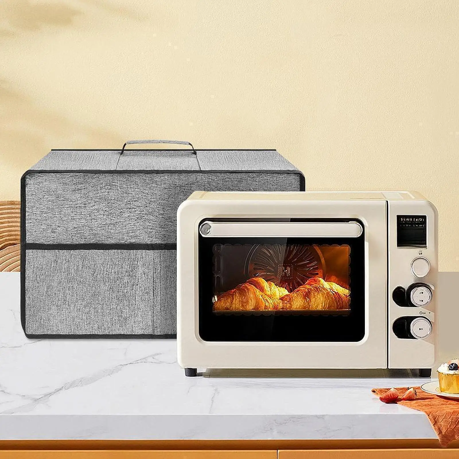 Mikrodalga Fırın için tozluk Hafif Fırın Tencere Aksesuarları Mutfak Aracı Mikrodalga Fırın Bez Kapak Ön Cep ile