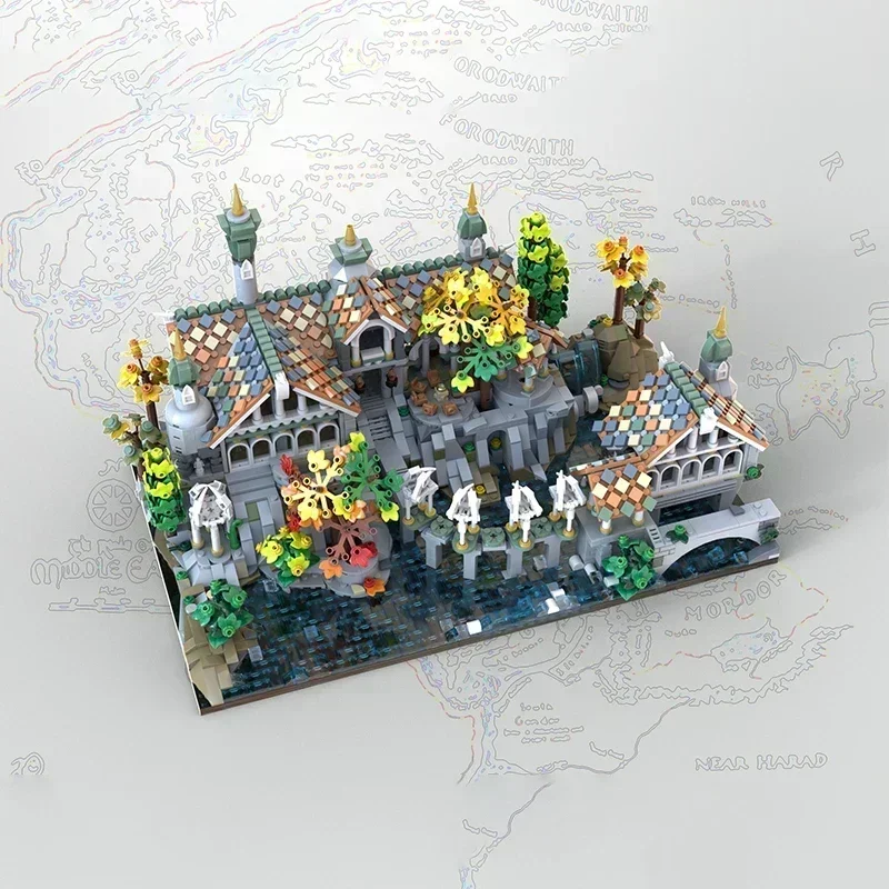 Anéis filmes modelo moc tijolos de construção medieval jardim castelo tecnologia blocos modulares presentes brinquedos natal diy conjuntos montagem