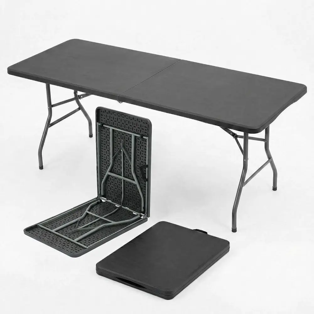 Portable Heavy-Duty 6-Person Plastic Folding Picnic Table for Outdoors and Indoor Use - Ideal for Camping, Parties, and Backyard