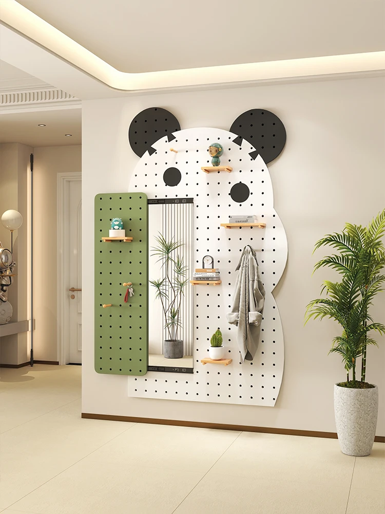 Placa de furo de madeira maciça espelho de comprimento total integrado espelho push-pull invisível entrada personalizada móvel montado na parede de comprimento total