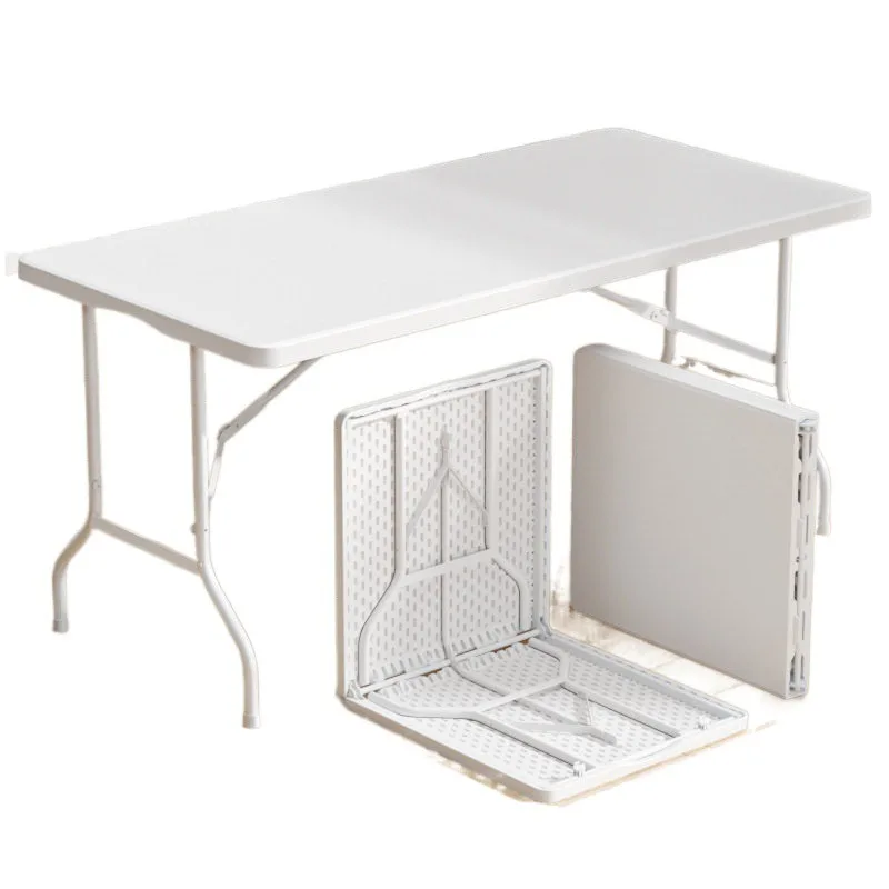 Simple Portable Foldable Rectangular Plastic Table, Multi-purpose Desk for Outdoor Picnic Home Conference & Dining