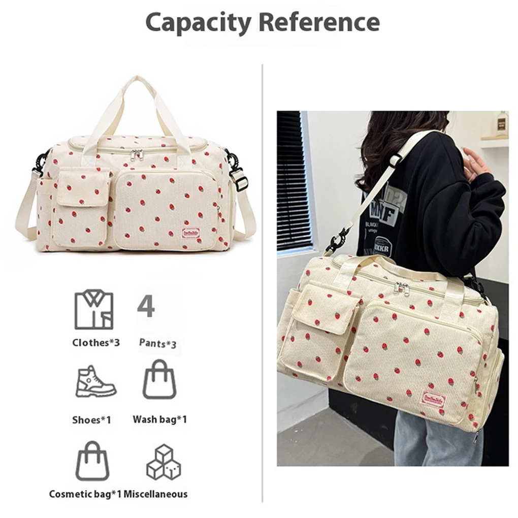 

New Corduroy Travel Tote Bag Large Capacity Carry On Travel Bag With Shoe Compartment Sports Fitness Bags For Women Duffle Bags