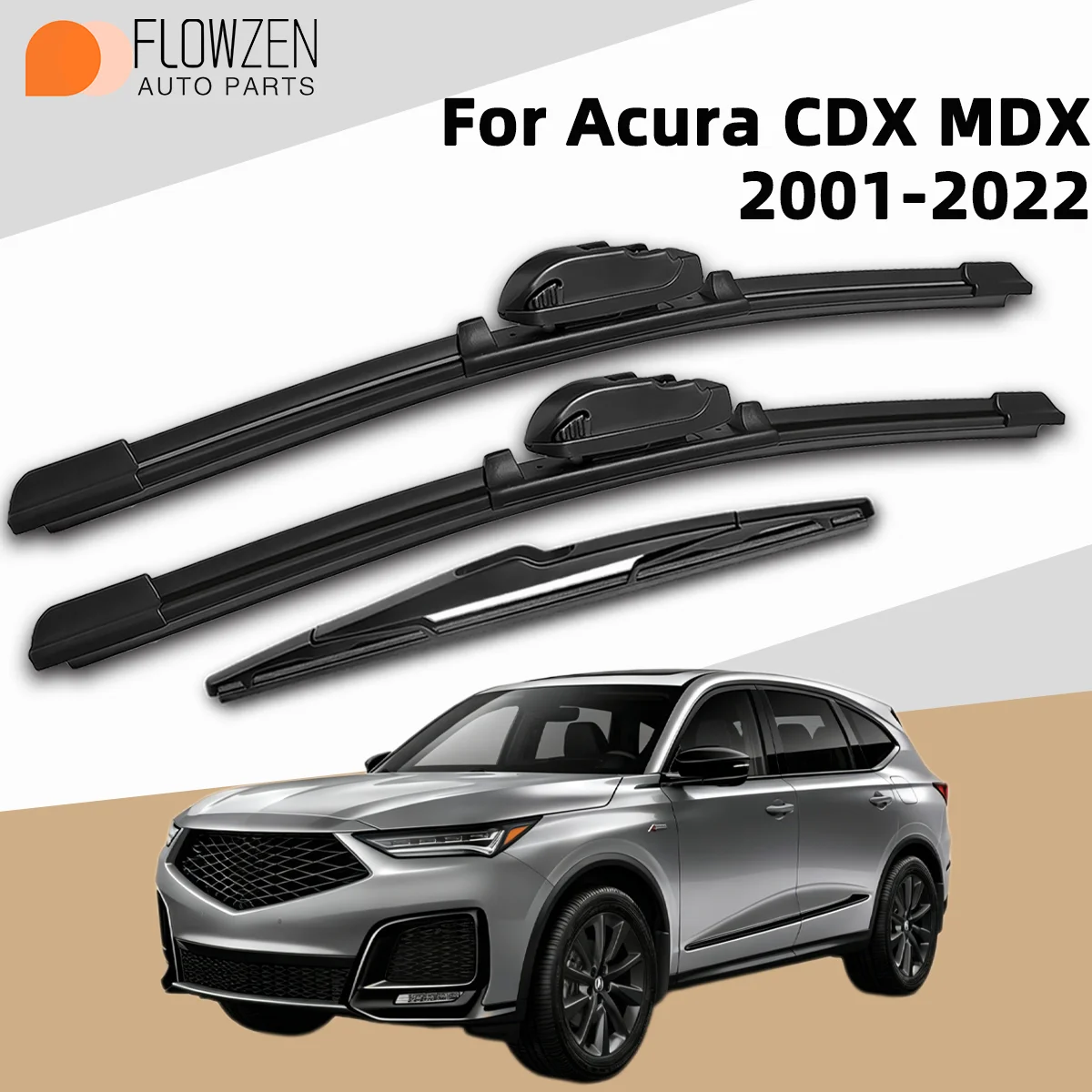 

3PCS Front Rear Wiper Blades Fit For Acura CDX MDX 2001-2022 Car Premium Quiet Streak-Free Durable Auto Accessories 2021 2020