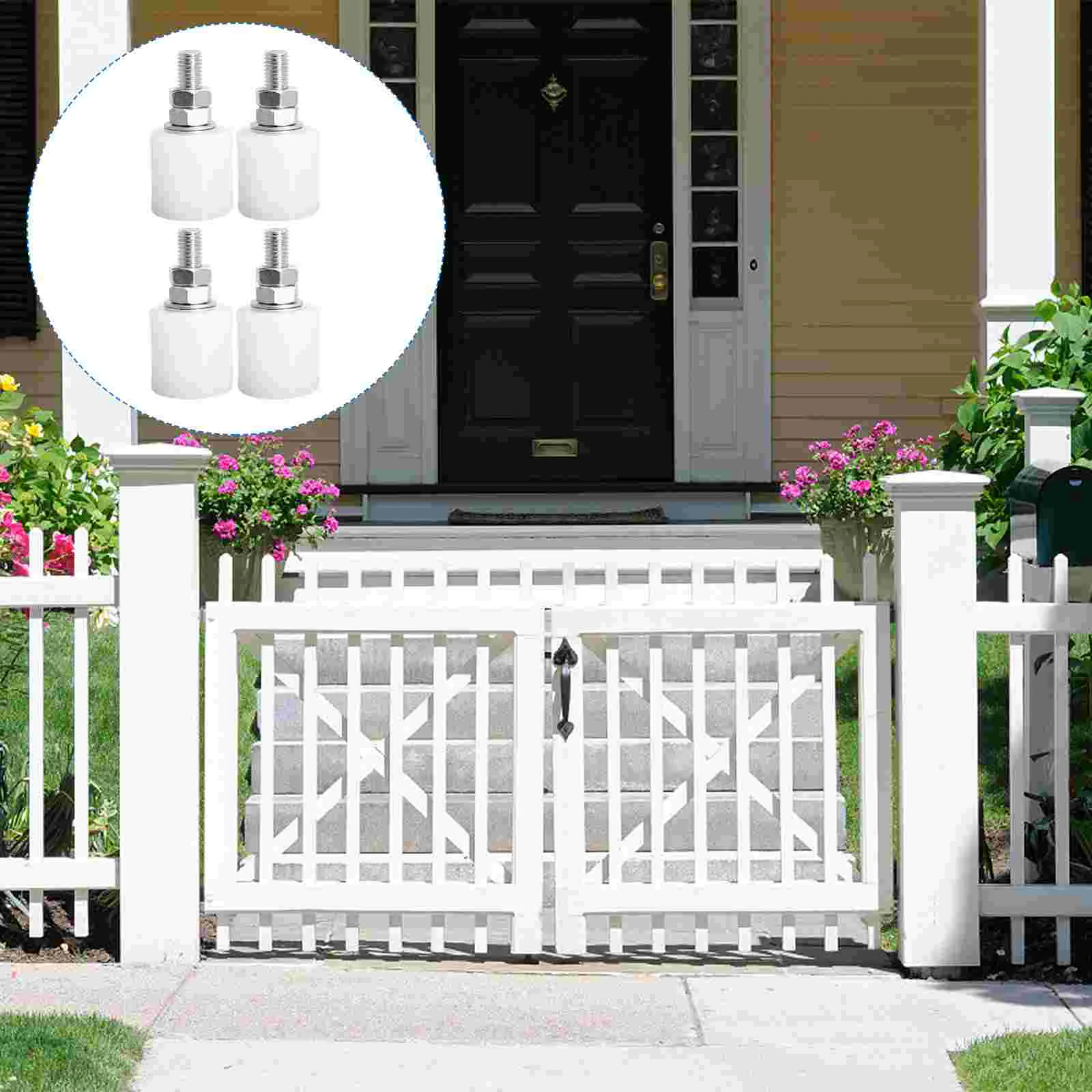 4 Pcs Gate Guiding Wheel Nylon Chuck Sliding Door Track Doors Chain Link Fence White Iron