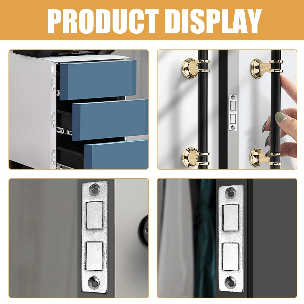 2 Pairs Magnetic Door Catch Invisible Closet Replacement Cabinet Doors Stop No Punching Catches for Drawer Magnets Stay Closed