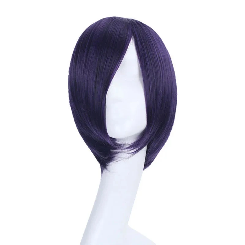 애니메이션 도쿄 구울 토우카 키리시마 코스프레 가발 여성 보라색 짧은 머리 내열성 합성 가발 할로윈 파티 소품
