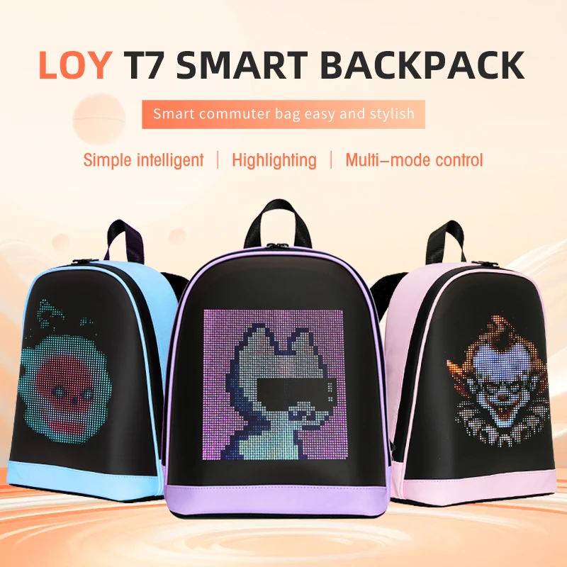 

College Backpacks Led Screen Cell Phone Programming Pattern Lightweight Hard Case School Backpack Women Travel Backpack