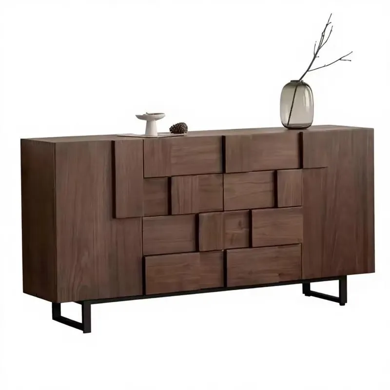 Vintage Medieval Solid Wood Multi Drawer Cabinet Walnut Dining Sideboard Retro Living Room Wall Mounted Locker for Porch