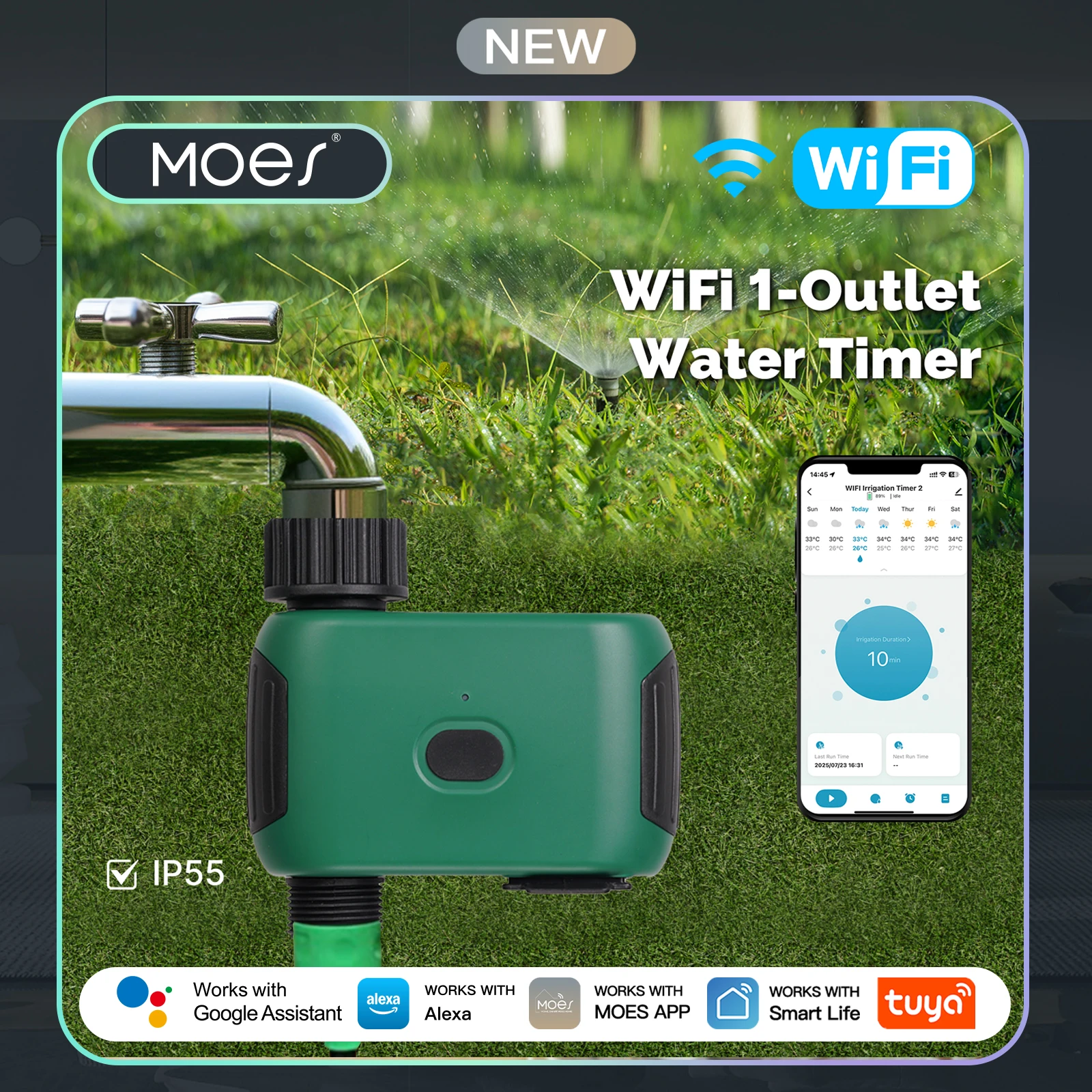 

​​MOES Smart WiFi Irrigation Timer with APP Control, Works with Alexa/Google Home, Auto Watering System & Remote Manage​​