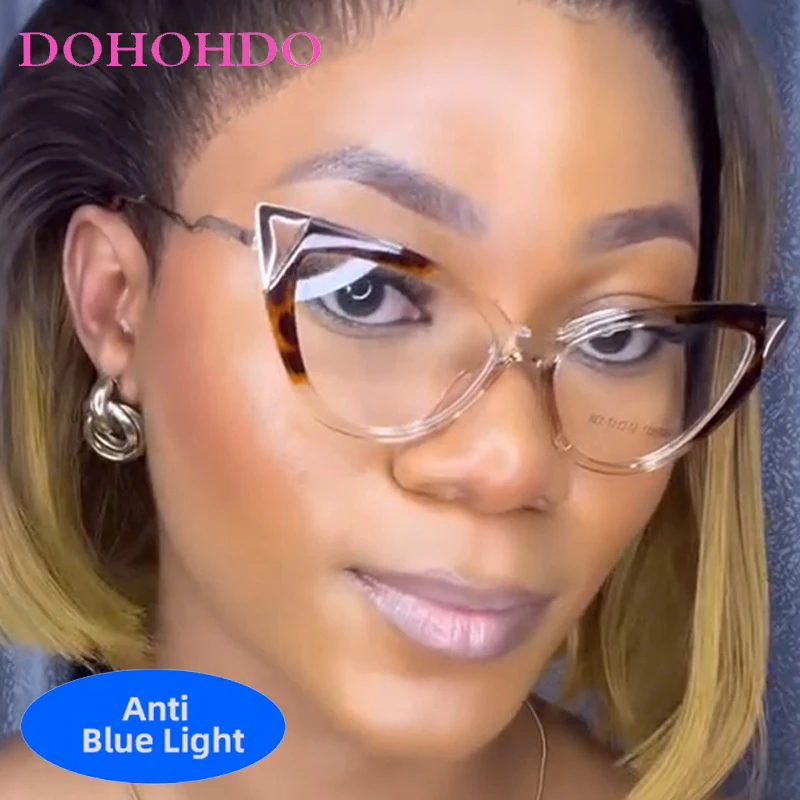 Modisches Design TR90 Metall Retro Katzenaugen Anti-Blaulicht Brille für Damen und Herren Luxusmarke Computer Optische Augenschutz-Brille