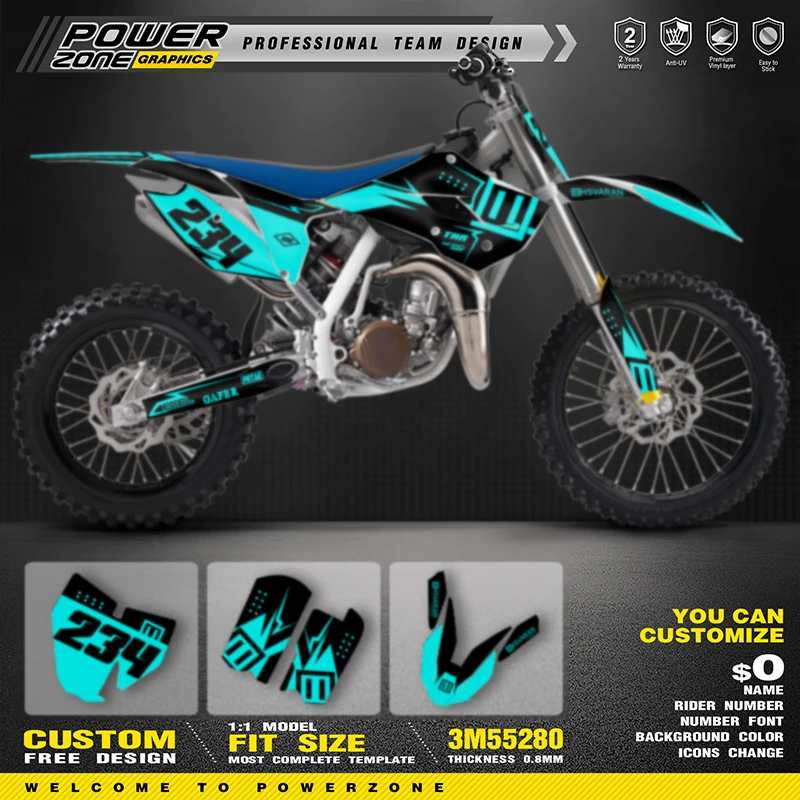 

PowerZone Custom Team Graphics Backgrounds Decal Stickers Kit For Husqvarna TC85 2017 2016 2015 2014 09