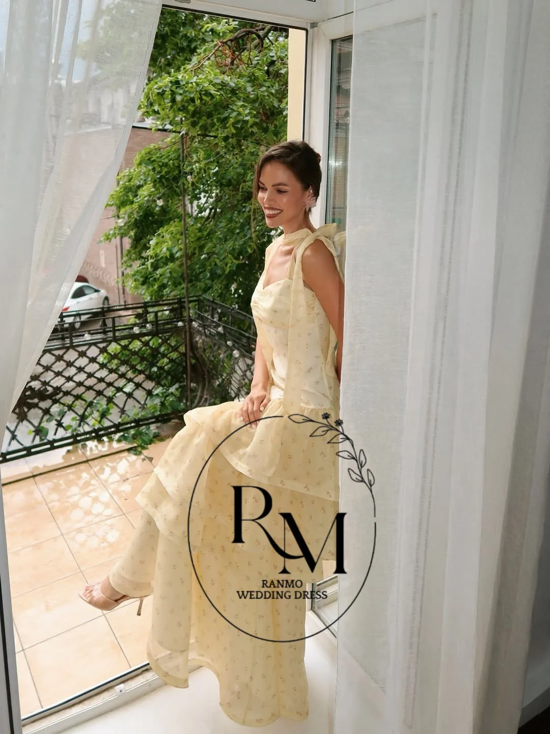 Ranmo 2026 Formal Elegant Chiffon small floral print Evening Dresses Tiered Fashion Spaghetti Strap Exquisite Pleat Beach Gowns
