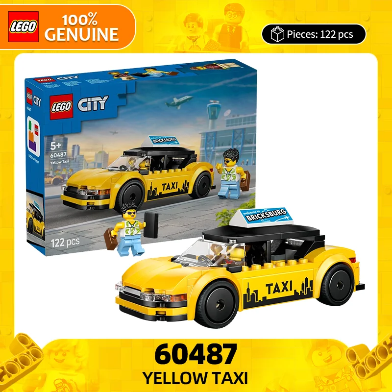 

Серия Lego City 60487, желтое такси, детские строительные блоки-головоломки для мальчиков и девочек, игрушка в подарок