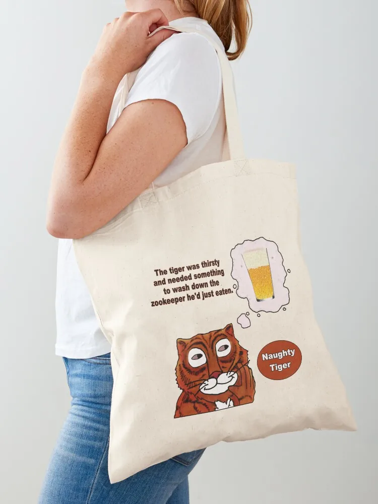 Naughty Tiger, Where is that Zookeeper? Tote Bag Eco bag Women's bag tote bags men