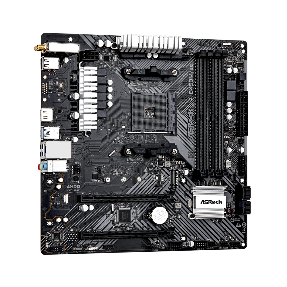 ASROCK B450M/AC R2.0 Motherboard Supports 5800X3D 5700X 5600X 5600G 1700X 2700X CPU AM4 4xDDR4 M.2 NVME HDMI mATX Mainboard