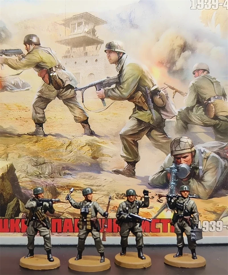 New 1/72 Scale Resin German Paratroope Anti Tank Infantry Soldiers 4pcs Action Figures Model DIY Scene Accessory Doll Collection