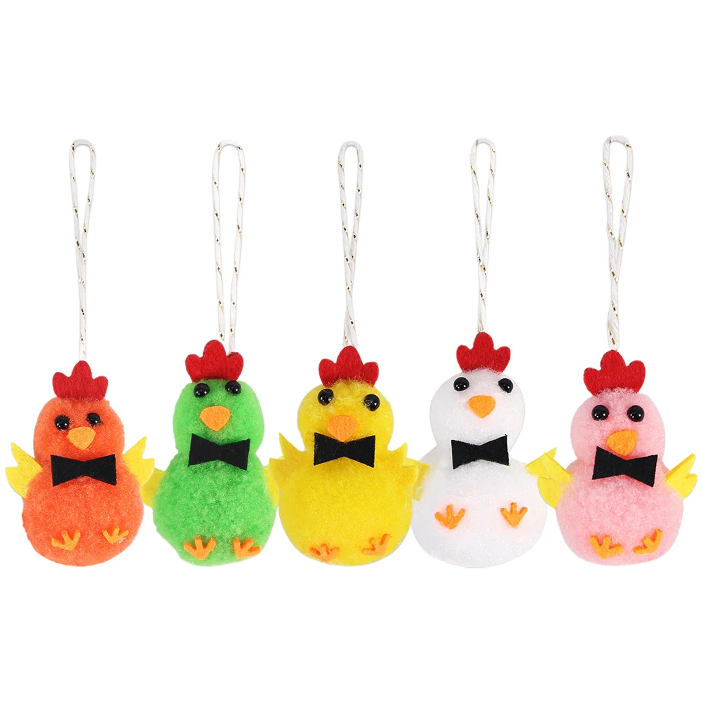 5 Pcs Cartoon Easter Chick Hanging Ornament Office Hairball Wool Ornaments Spring