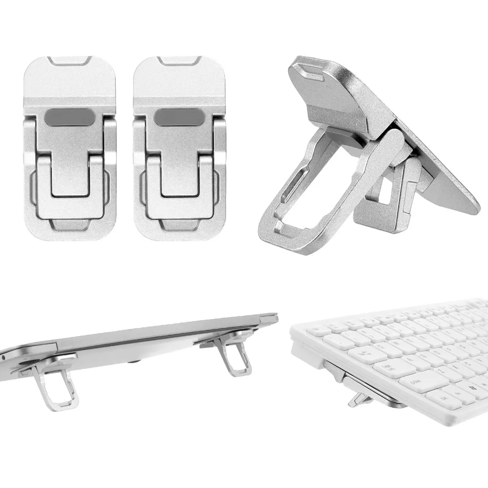 1 Pair Alloy Laptop Stand Foldable Aluminium Alloy Notebook Bracket Non-slip Invisible Support For Laptops Tablets Phones