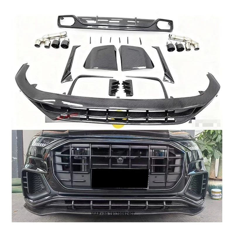 

Yaochi Modified forAudi Q8 Front/Rear Bumper Kit with Exhaust Cut-Outs Carbon Fiber Material Bolt-On Installation New