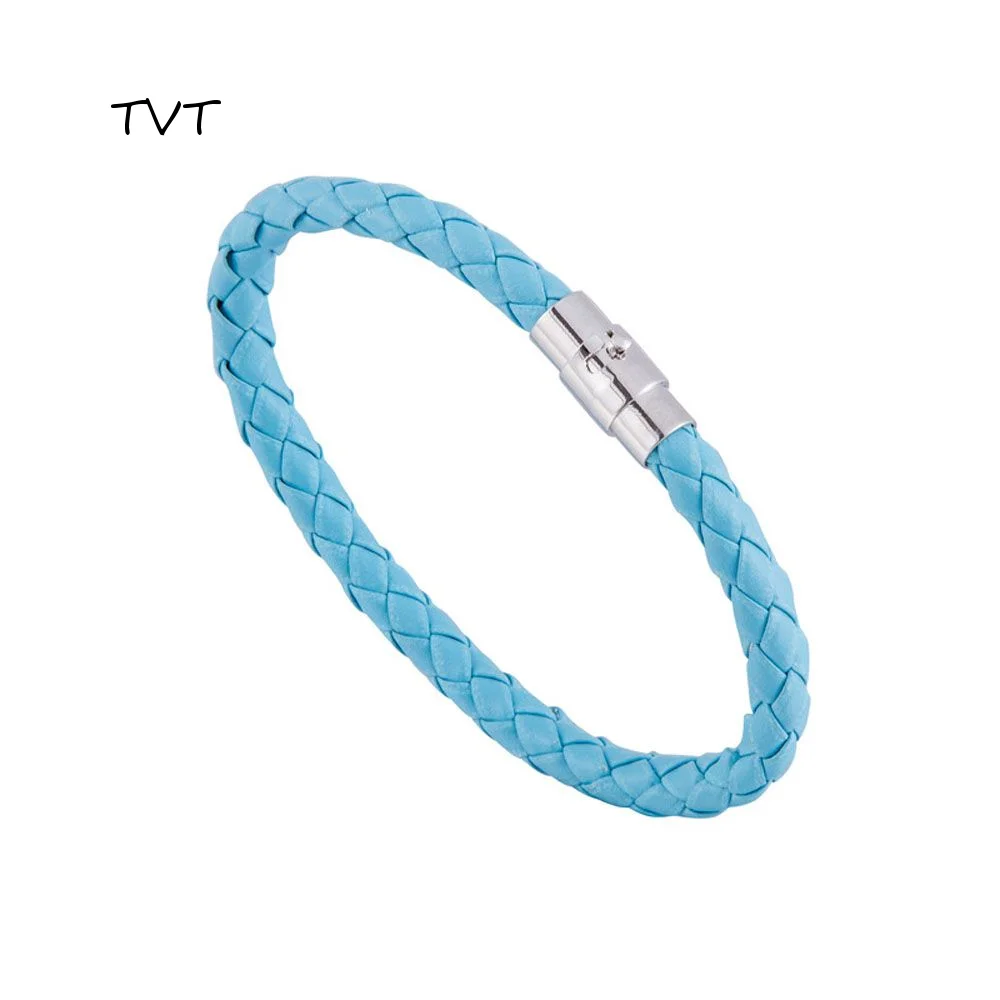Simple Trendy Gift Women Men Braided PU Leather Jewelry Fashion Accessories Bracelet Magnetic Clasp