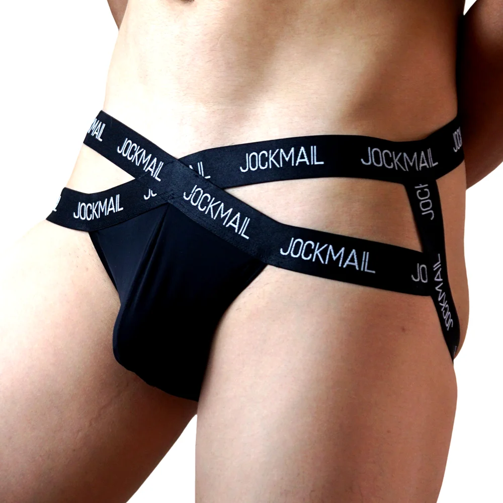 JOCKMAIL Bondage Lingerie Sexy Harness Bodysuit Jock Strap Costume Hombre Men Jockstrap Panties Ice Silk Underwear Thong