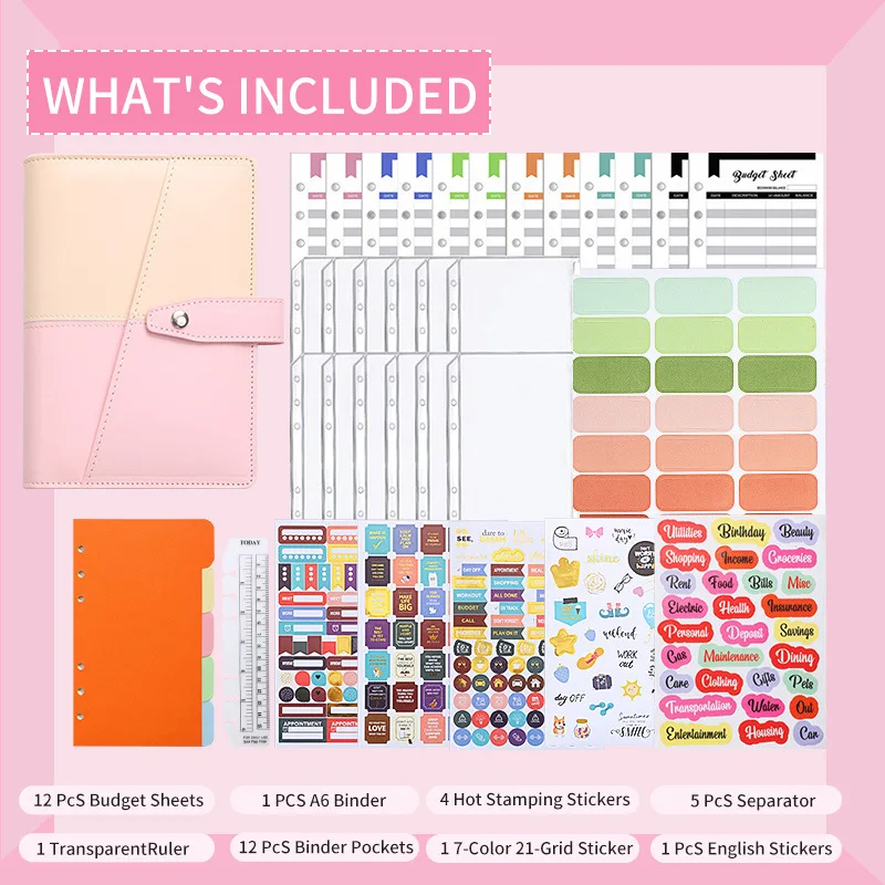 A6 Money Budget Planner Binder With Zip Envelope, Cash Envelope For Budgeting, Money Manager For A6 Cash Budget Binder