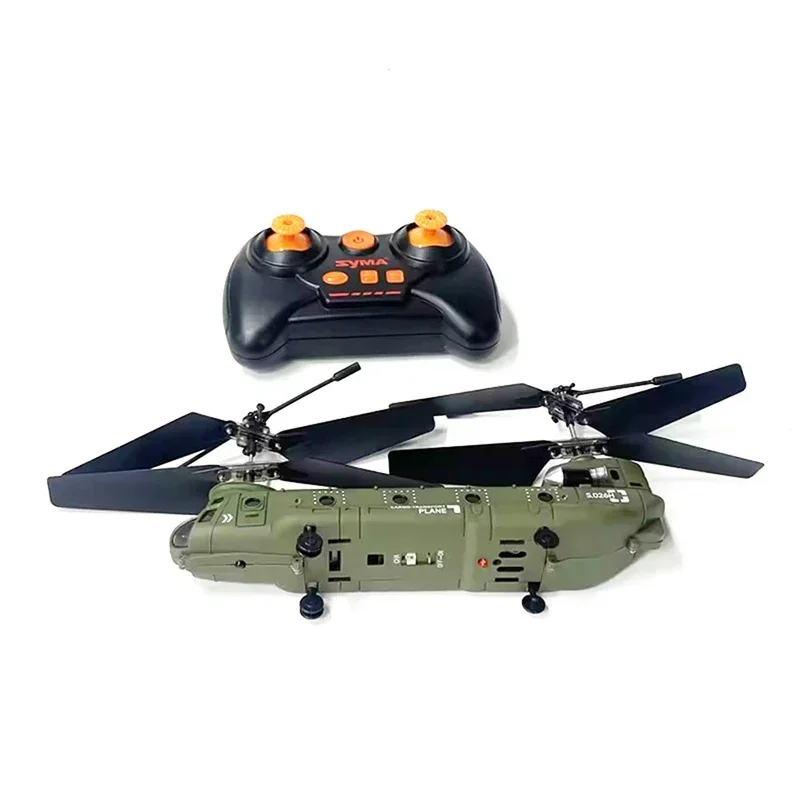 Helicóptero de controle remoto para crianças, RC aeronaves armadas, Chinook modelo, transporte militar, presente de aniversário, novo, S026h, 2.4g Hz