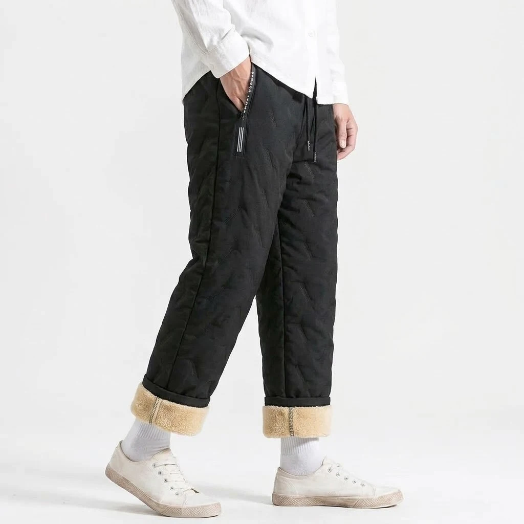 Winterhosen für Herren, Sherpa-gefütterte Thermo-Sweathosen, warme, gepolsterte Jogginghosen, winddichte Fleece-Hosen mit Kordelzug für kaltes Wetter – Detail 7