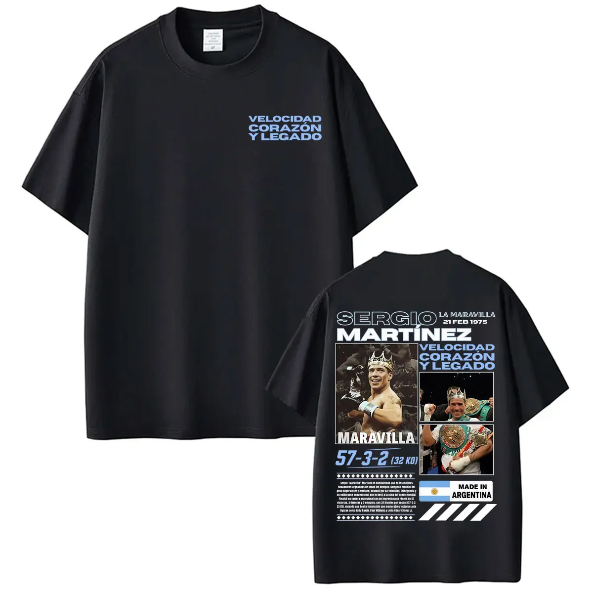 Limited Maravilla Sergio Martinez Graphics T Shirts Men's Clothing Fashion Vintage T-shirt Casual 100% Cotton Oversized T-shirts