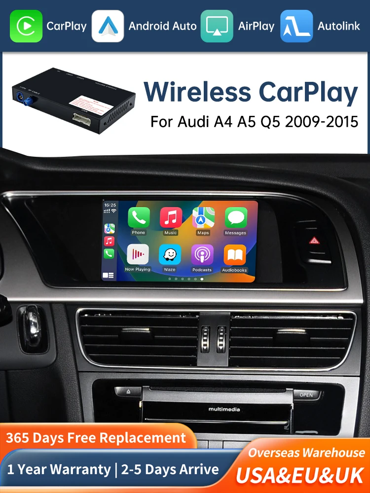 Road Top Wireless Carplay Decoder Interface für Audi A4 A5 Q5 S4 S5 2009-2015 mit AirPlay Mirror Link Car Play Android Auto