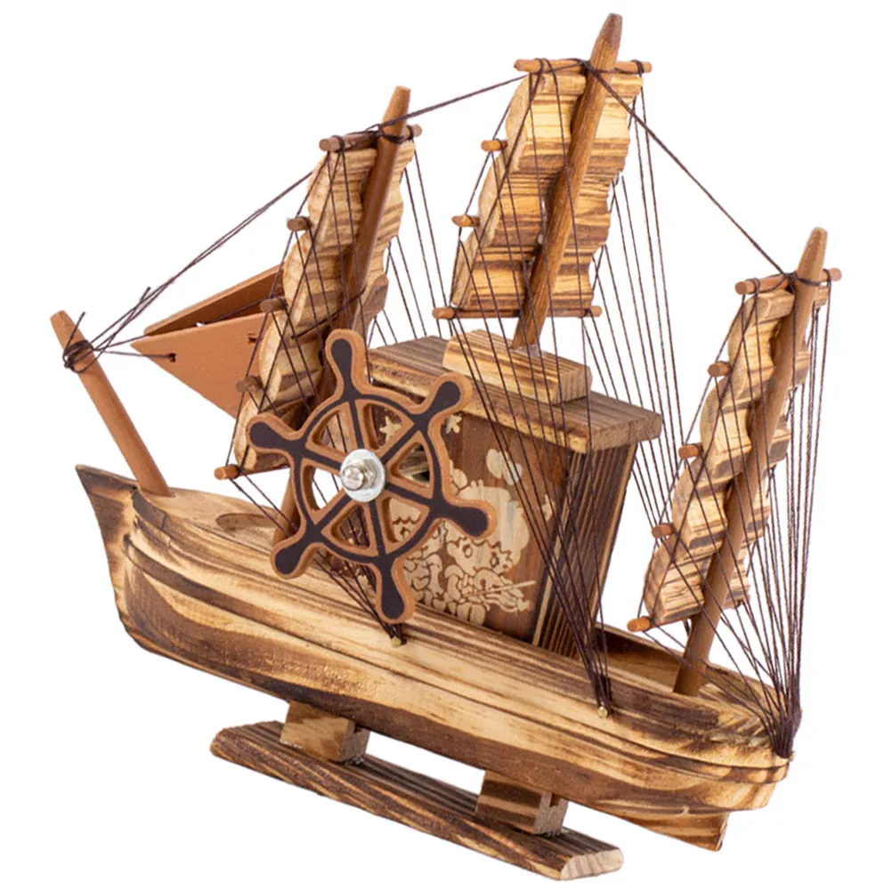 

Деревянная декоративная парусная лодка ручной работы в средиземноморском морском стиле, настольное украшение для дома, офиса, гостиной