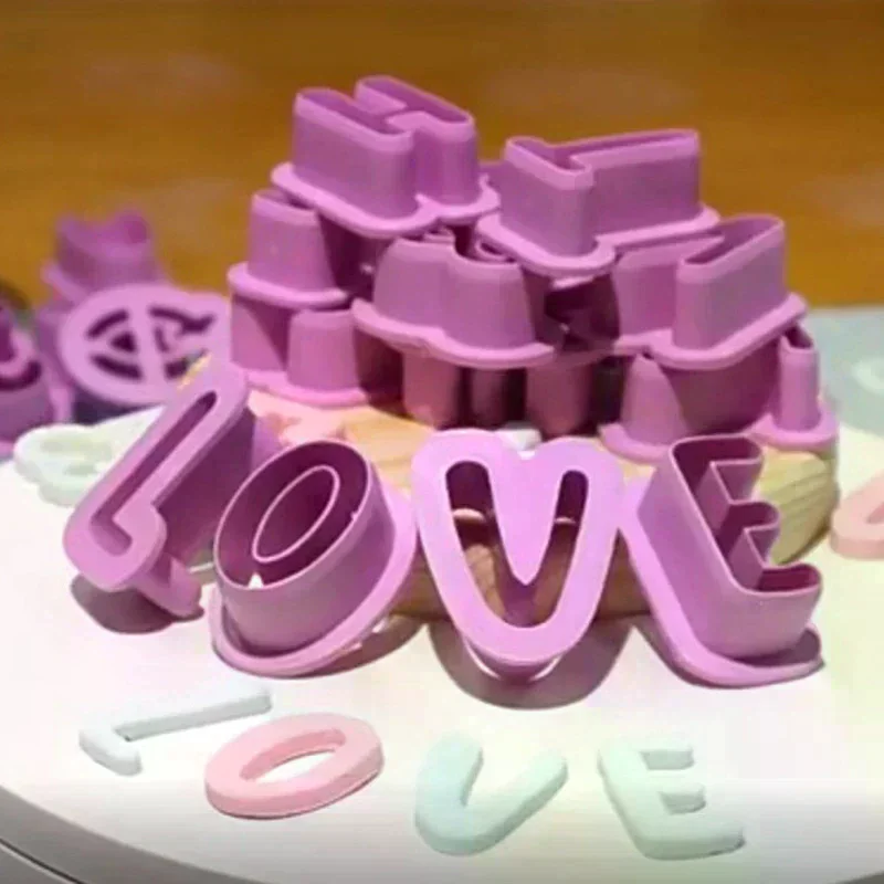 Plastic Cake Mould DIY Alphabet Letter Impress Biscuit Cookie Cutter Press Stamp Embosser Fondant Mold 1 Set Cake Stand New